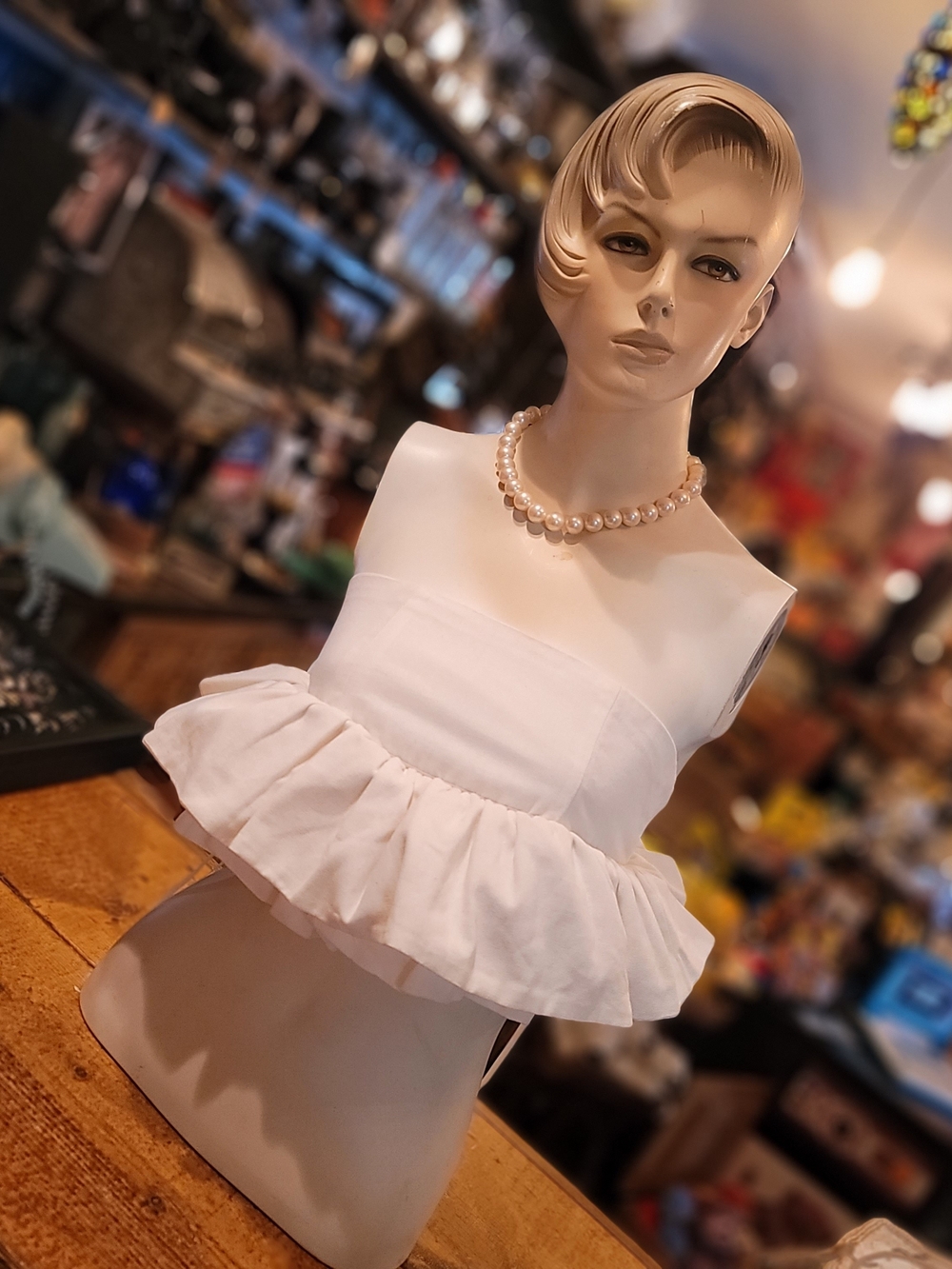 Strapless Ruffle Peplum Crop Top - Picture 9 of 10